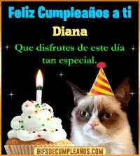 GIF Gato meme Feliz Cumpleaños Diana